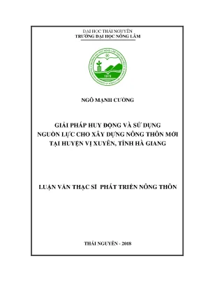 Luận văn thạc sĩ giải pháp huy động và sử dụng nguồn lực cho xây dựng nông thôn mới tại huyện vị xuyên tỉnh hà giang