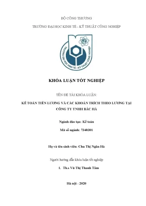 Luận văn tốt nghiệp kế toán tiền lương và các khoản trích theo lương tại công ty tnhh bắc hà