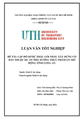 Luận văn lập hồ sơ dự thầu gói thầu xây dựng cơ bản thuộc dự án nhà xưởng thực phẩm gn mở rộng tỉnh long an