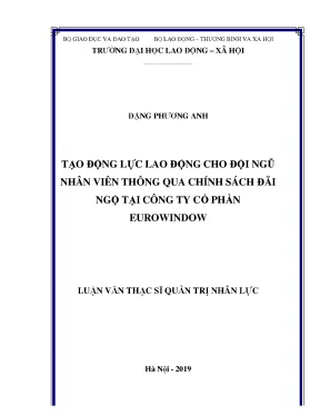 Luận văn thạc sĩ tạo động lực lao động cho đội ngũ nhân viên thông qua chính sách đãi ngộ tại công ty cổ phần eurowindow