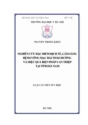 Luận án tiến sĩ nghiên cứu đặc điểm dịch tễ lâm sàng bệnh võng mạc đái tháo đường và hiệu quả biện pháp can thiệp tại tỉnh hà nam