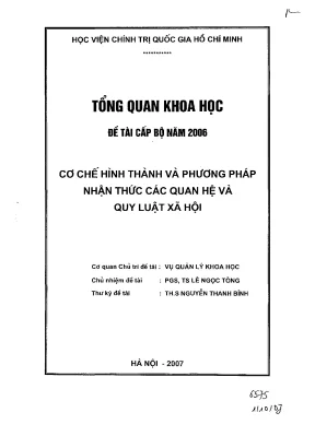 Luận văn cơ chế hình thành và phương pháp nhận thức các quan hệ và quy luật xã hội