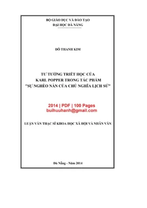 Luận văn thạc sĩ khoa học xã hội và nhân văn tư tưởng triết học của karl popper trong tác phẩm 8220sự nghèo nàn của chủ nghĩa lịch sử8221