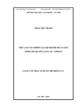 Luận văn thạc sĩ thù lao tài chính tại chi nhánh mỏ tuyển đồng sin quyền lào cai vimico