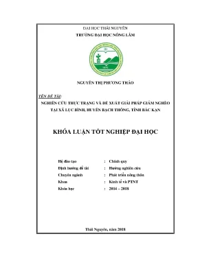 Luận văn nghiên cứu thực trạng và đề xuât giải pháp giảm nghèo tại xã lục bình huyện bạch thông tỉnh bắc kạn