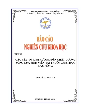 Luận văn các yếu tố ảnh hưởng đến chất lượng sống của sinh viên tại trường đại học lạc hồng