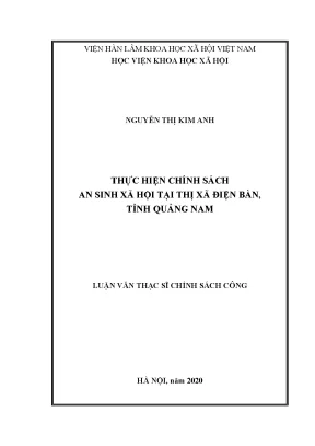 Luận văn thạc sĩ chính sách công thực hiện chính sách an sinh xã hội tại thị xã điện bàn tỉnh quảng nam