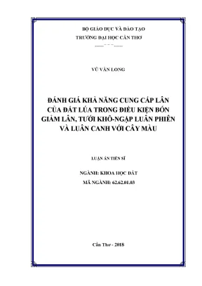Luận án tiến sĩ đánh giá khả năng cung cấp lân của đất lúa trong điều kiện bón giảm lân tưới khô ngập luân phiên và luân canh với cây màu