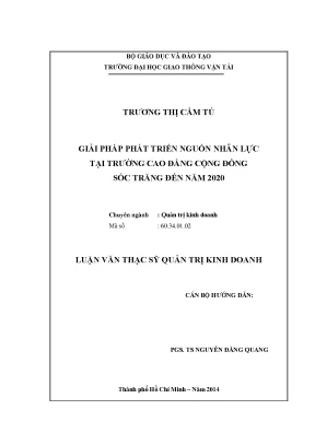Giải pháp phát triển nguồn nhân lực tại trường cao đẳng cộng đồng sóc trăng đến năm 2020 luận văn thạc sỹ quản trị kinh doanh