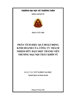 Luận văn tốt nghiệp quản trị kinh doanh phân tích hiệu quả hoạt động kinh doanh của công ty trách nhiệm hữu hạn một thành viên thương mại nội thất khôi vũ