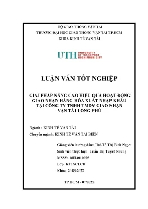Luận văn giải pháp nâng cao hiệu quả hoạt động giao nhận hàng hóa xuất nhập khẩu tai công ty tnhh tmdv giao nhận vận tải long phú