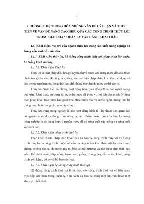 Luận văn thạc sĩ một số giải pháp nâng cao hiệu quả các công trình thủy lợi trên địa bàn thành phố hà nội trong giai đoạn quản lý vận hành khai thác