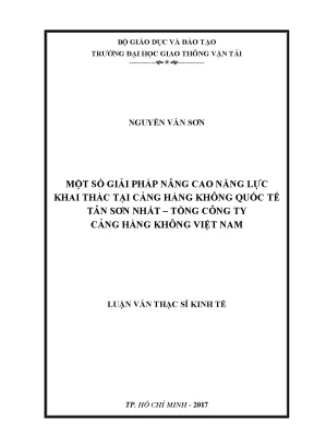 Một số giải pháp nâng cao năng lực khai thác tại cảng hàng không quốc tế tân sơn nhất tổng công ty cảng hàng không việt nam luận văn thạc sỹ ngành tổ chức và quản lý vận tải