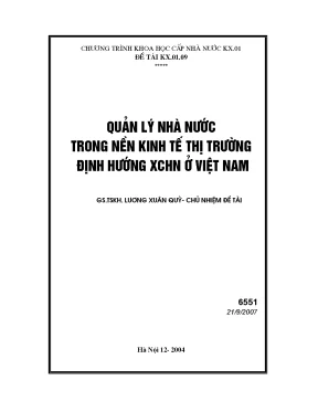 Luận văn đề tài quản lý nhà nước trong nền kinh tế thị trường định hướng xã hội chủ nghĩa ở việt nam