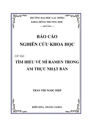 Luận văn tìm hiểu về mì ramen trong ẩm thực nhật bản