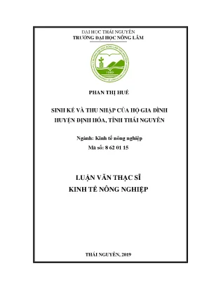 Luận văn thạc sĩ sinh kế và thu nhập của hộ gia đình huyện định hóa tỉnh thái nguyên
