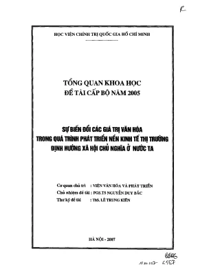 Luận văn sự biến đổi các giá trị văn hoá trong quá trình phát triển nền kinh tế thị trường định hướng xã hội chủ nghĩa ở nước ta