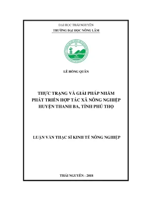 Luận văn thạc sĩ thực trạng và giải pháp nhằm phát triển hợp tác xã nông nghiệp huyện thanh ba tỉnh phú thọ