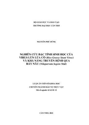 Luận án tiến sĩ nghiên cứu đặc tính sinh học của virus lùn lúa cỏ rice grassy stunt virus và khả năng truyền bệnh qua rầy nâu nilaparvata lugens stal