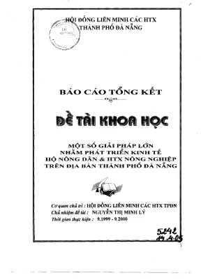 Luận văn một số giải pháp lớn nhằm phát triển kinh tế hộ nông dân và htx nông nghiệp trên địa bàn tp đà nẵng