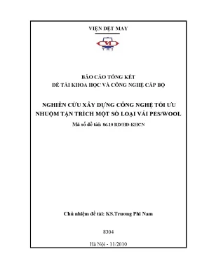 Luận văn nghiên cứu xây dựng công nghệ tối ưu nhuộm tận trích một số loại vải pes wool ks trương phi nam