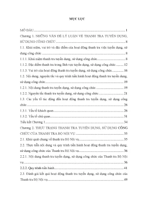 Luận văn thạc sĩ luật hiến pháp và luật hành chính thanh tra tuyển dụng sử dụng công chức từ thực tiễn thanh tra của bộ nội vụ