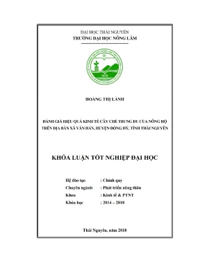 Luận văn đánh giá hiệu quả kinh tế cây chè trung du của nông hộ trên địa bàn xã văn hán huyện đồng hỷ tỉnh thái nguyên