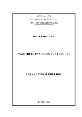 Luận án tiễn sĩ triết học nhận thức luận trong duy thức học