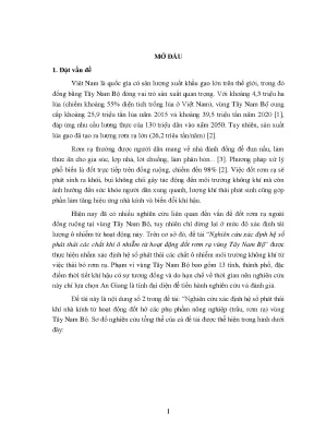 Luận văn thạc sĩ nghiên cứu xác định hệ số phát thải các chất khí ô nhiễm từ hoạt động đốt rơm rạ vùng tây nam bộ