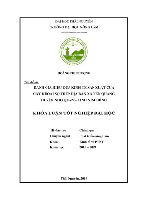 Luận văn đánh giá hiệu quả kinh tế sản xuất của cây khoai sọ trên địa bàn xã yên quang huyện nho quan tỉnh ninh bình