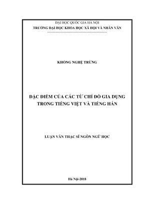 Luận văn thạc sĩ ngôn ngữ học đặc điểm của các từ chỉ đồ gia dụng trong tiếng việt và tiếng hán