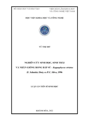 Luận án tiến sĩ sinh học nghiên cứu sinh học sinh thái và nhân giống rong bắp sú kappaphycus striatus f schmitz doty ex p c silva 1996