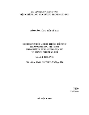 Luận văn nghiên cứu đổi mới hệ thống tổ chức trường đại học việt nam theo hướng tăng cường tự chủ và trách nhiệm xã hội