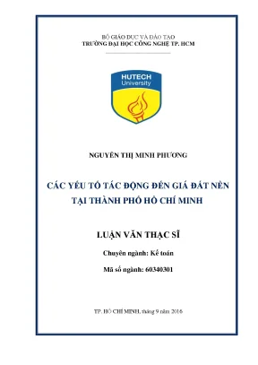 Luận văn thạc sĩ các yếu tố tác động đến giá đất nền tại thành phố hồ chí minh