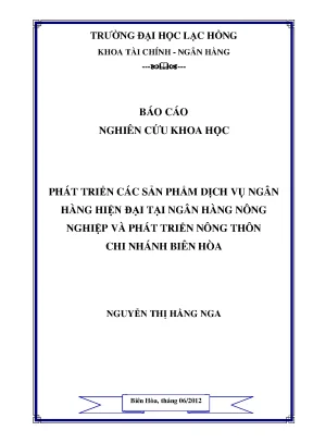 Luận văn phát triển các sản phẩm dịch vụ ngân hàng hiện đại tại ngân hàng nông nghiệp và phát triển nông thôn chi nhánh biên hòa