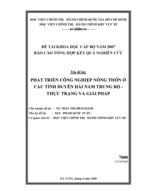 Luận văn phát triển công nghiệp nông thôn ở các tỉnh duyên hải nam trung bộ thực trạng và giải pháp