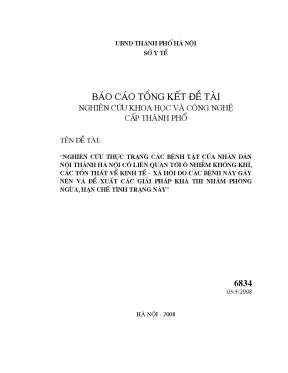 Luận văn nghiên cứu thực trạng các bệnh tật của nhân dân nội thành hà nội có liên quan tới ô nhiễm không khí các tổn thất về kinh tế xã hội do các bệnh này gây nên
