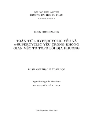 Luận văn thạc sĩ toán tử n hypercyclic yếu và n supercyclic yếu trong không gian véc tơtô pô lồi địa phương