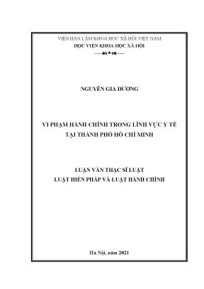 Luận văn thạc sĩ vi phạm hành chính trong lĩnh vực y tế tại thành phố hồ chí minh