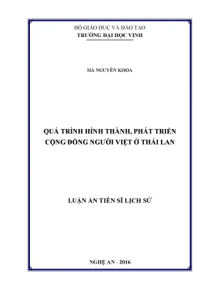 Luận án tiến sĩ quá trình hình thành phát triển cộng đồng người việt ở thái lan
