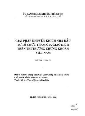 Luận văn giải pháp khuyến khích nhà đầu tư tổ chức tham gia giao dịch trên thị trường chứng khoán việt nam