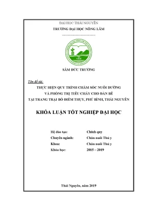 Luận văn thực hiện quy trình chăm sóc nuôi dưỡng và phòng trị tiêu chảy cho đàn bê tại trang trại bò điềm thụy phú bình thái nguyên