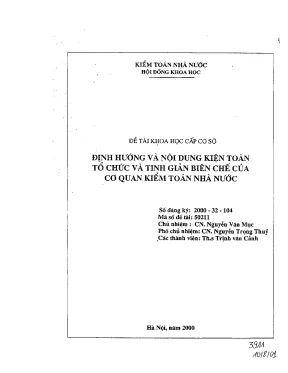 Luận văn định hướng và nội dung kiện toàn tổ chức và tinh giảm biên chế của cơ quan kiểm toán nhà nước