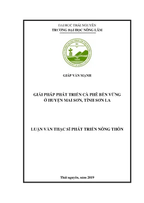 Luận văn thạc sĩ giải pháp phát triển bền vững cà phê ở huyện mai sơn tỉnh sơn la
