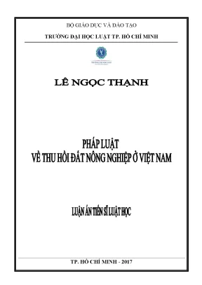 Luận án tiến sĩ pháp luật về thu hồi đất nông nghiệp ở việt nam