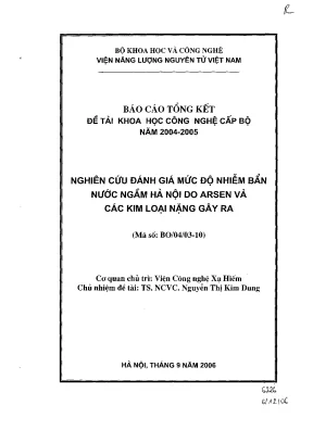 Luận văn nghiên cứu đánh giá mức độ nhiễm bẩn nước ngầm hà nội do arsen và các kim loại nặng gây ra