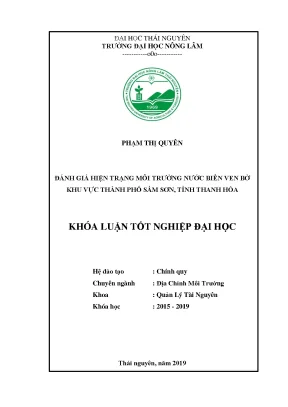 Luận văn đánh giá hiện trạng môi trường nước biển ven bờ khu vực thành phố sầm sơn tỉnh thanh hóa