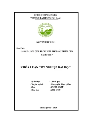 Luận văn nghiên cứu quy trình chế biến sản phẩm chả cá rô phi