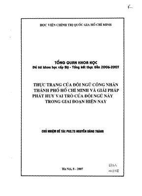 Luận văn thực trạng của đội ngũ công nhân thành phố hồ chí minh và giải pháp phát huy vai trò của đội ngũ này trong giai đoạn hiện nay