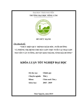 Luận văn thực hiện quy trình chăm sóc nuôi dưỡng và phòng trị bệnh cho đàn lợn thịt nuôi tại trại lợnnguyễn văn tưởng huyện kim thành tỉnh hải dương